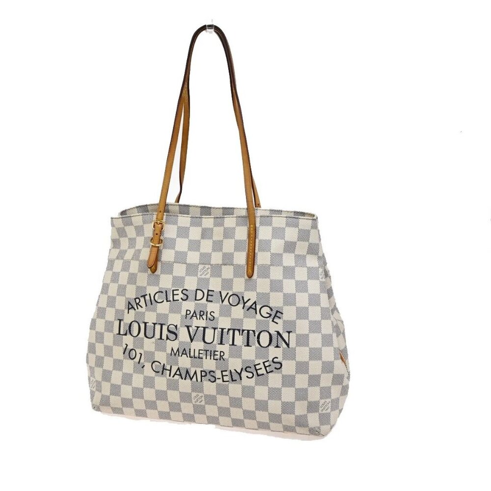 LOUIS VUITTON Cabas PM Shoulder Bag Damier Azur Leather White N41376 72FB897